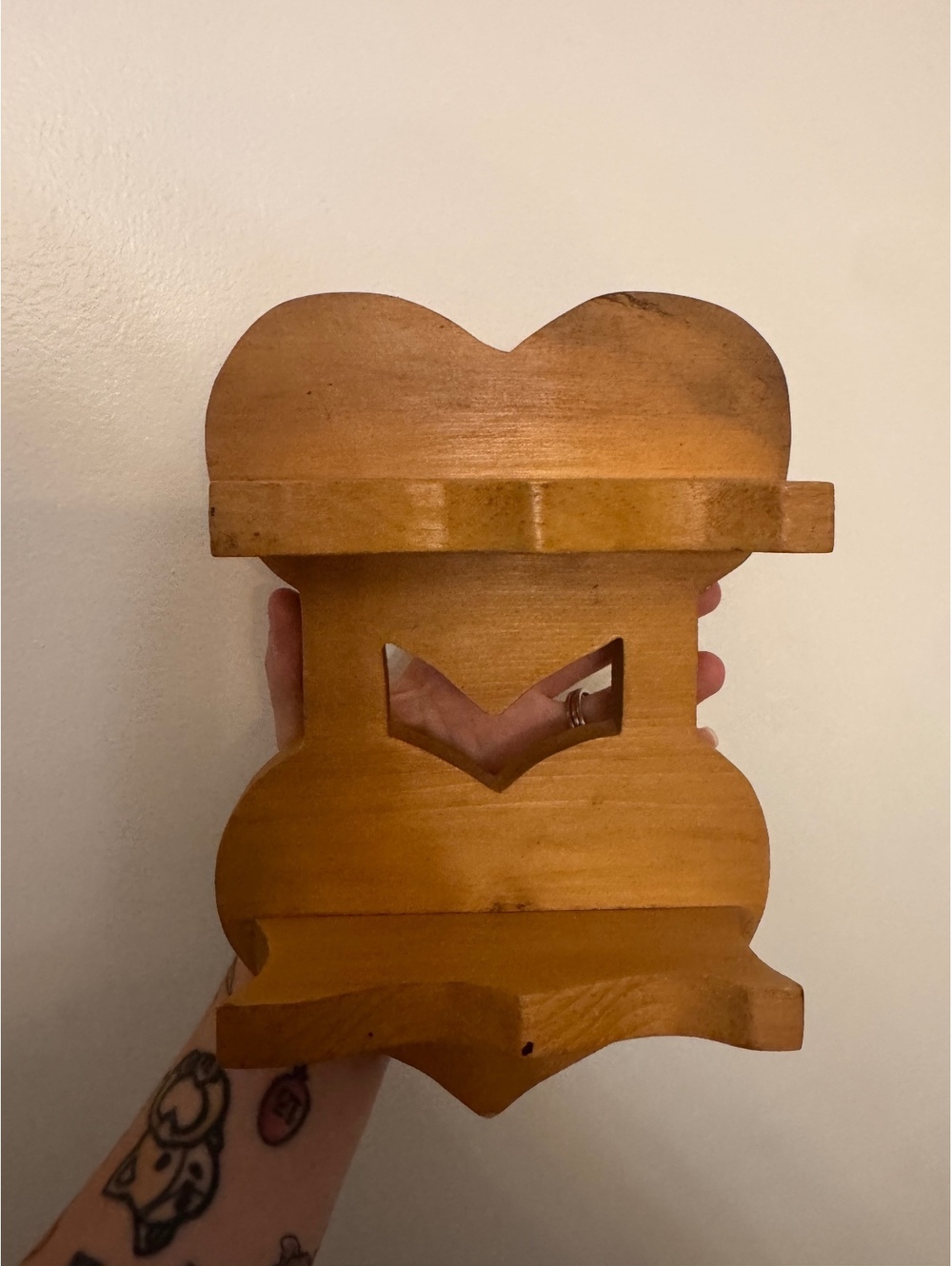 Vintage Wooden Wall Shelf with Heart Cutout